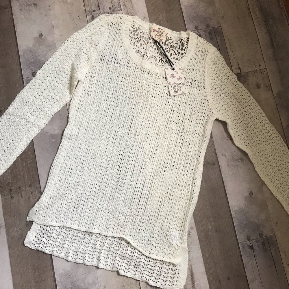 Women’s White Crochet Sweater